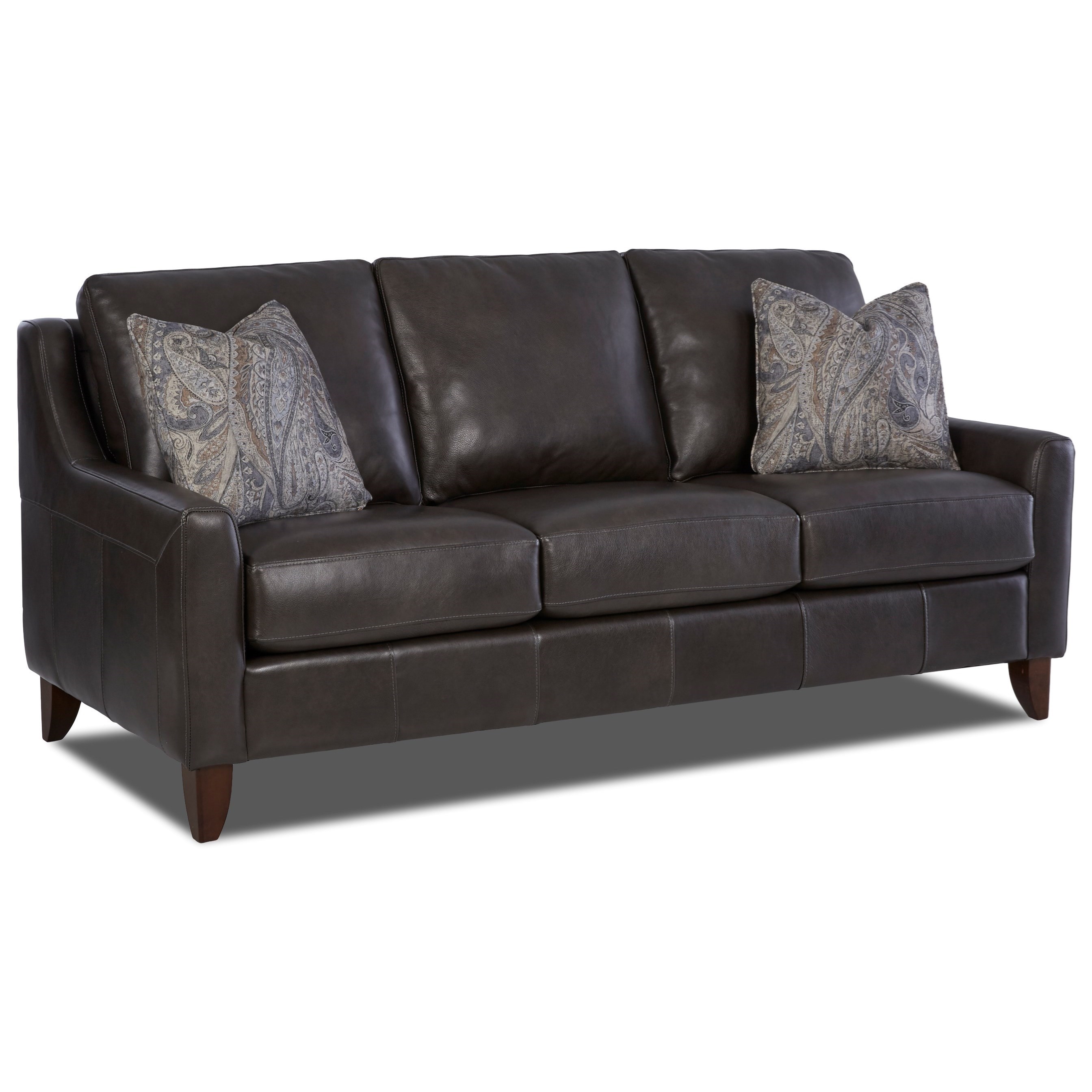 Klaussner Belton LT10200AP S Leather Sofa with Track Arms and Fabric